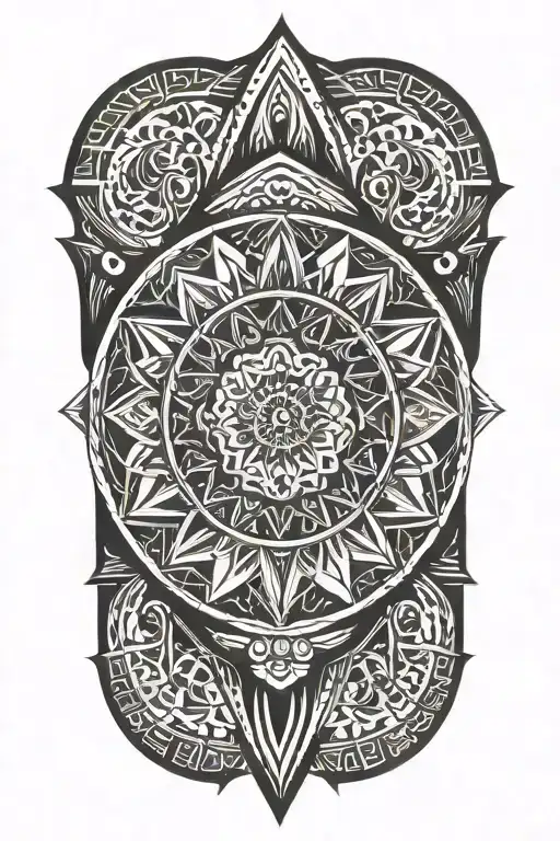 Mandala Along with geometrical shapes, circle at the elbow tattoo design idea