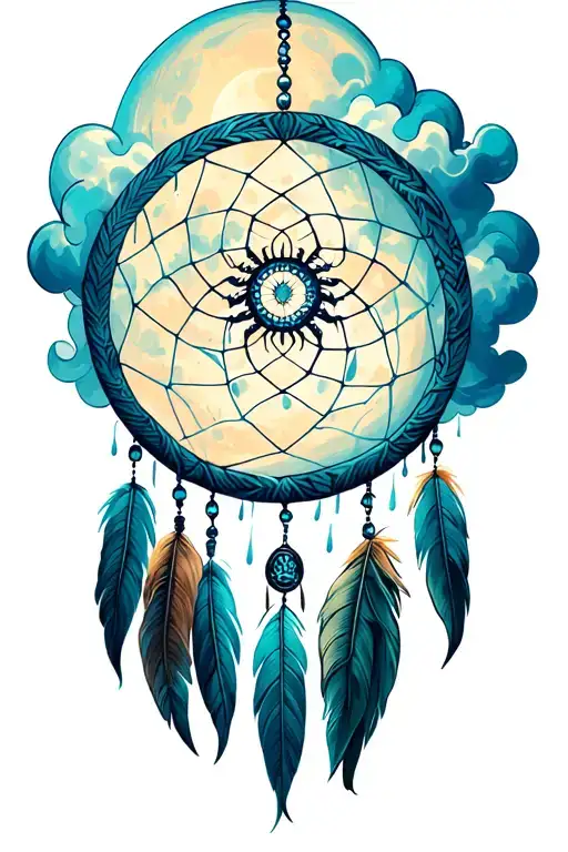 scorpio moon dream catcher money rain cloud tattoo design idea