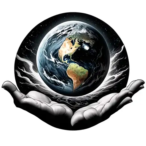 higher power reaching to earth tattoo design idea