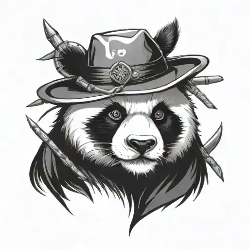 japanese panda with samurai hat tattoo design idea