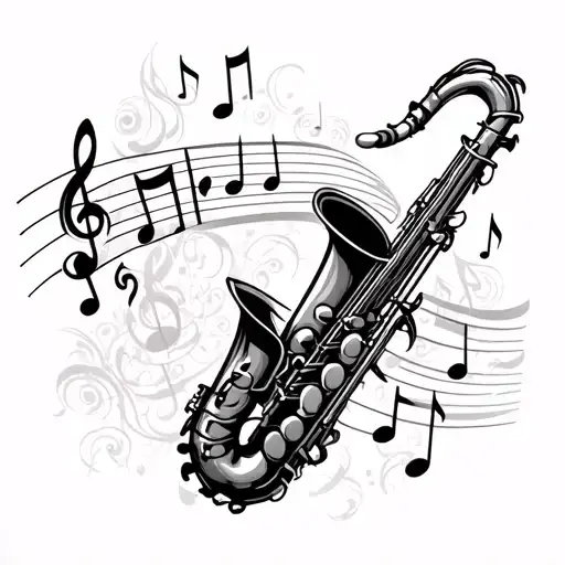 dallas saxophone music notes tattoo design idea