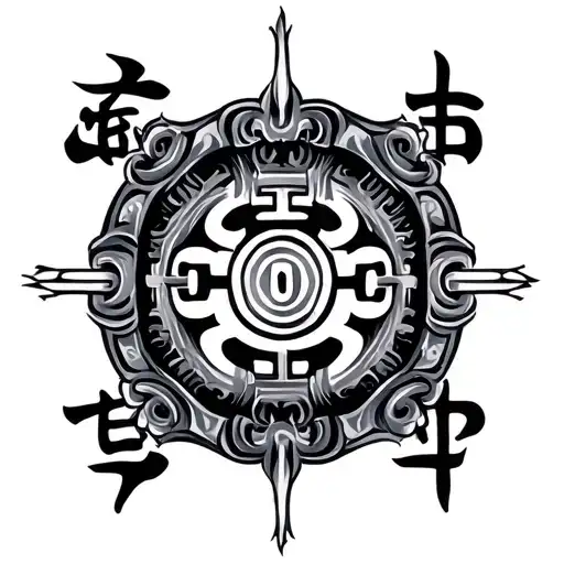 Taoist style, ancient Chinese style elements, Bagua Tai Chi elements, tattoo design idea