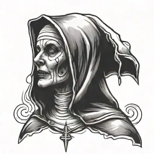 evil nun tattoo design idea