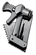 saw square and hammer carpentry tool tattoo design idea