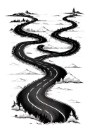 carving your own path with interwinding roads, where only your road is straight but other roads branch out and winding tattoo design idea