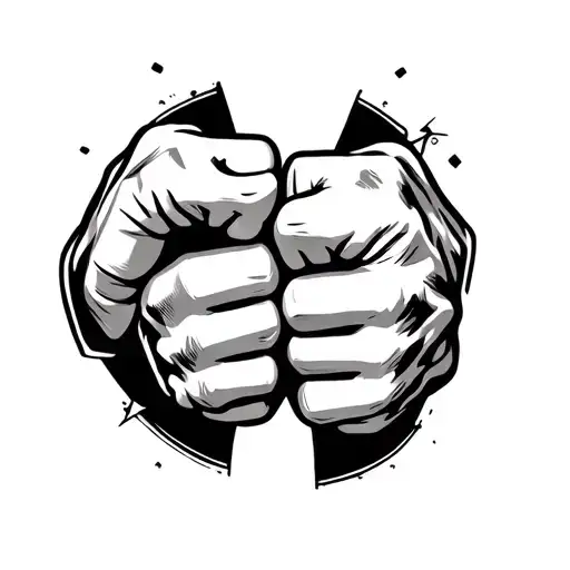fists bumping at the centre tattoo design idea