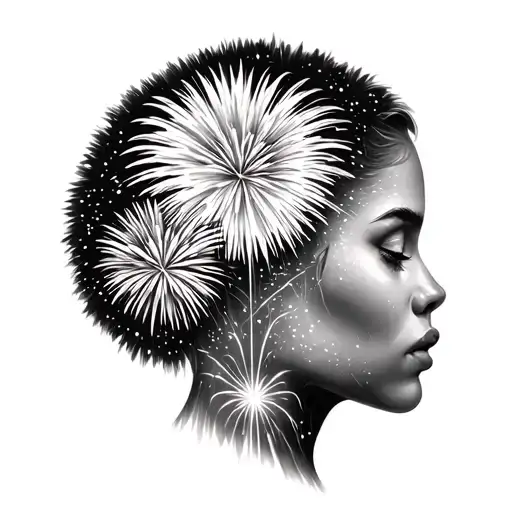 love fireworks inside your head tattoo design idea