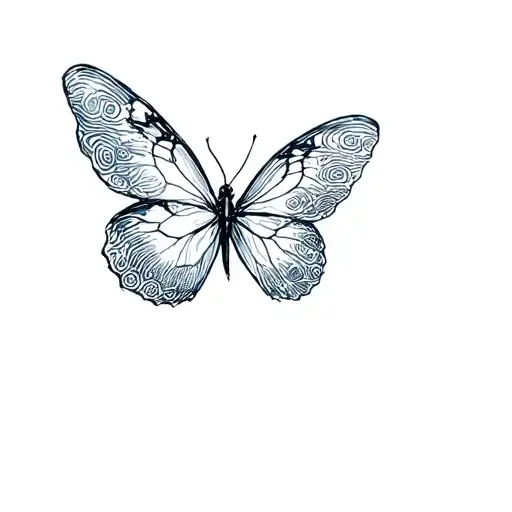 butterfly with fingerprints in the wings spread tattoo design idea