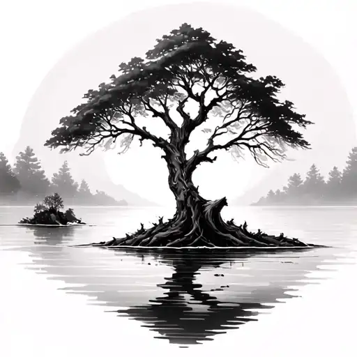 tree in the water tattoo design idea