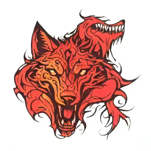 Wolf Bearing fangs tattoo design idea