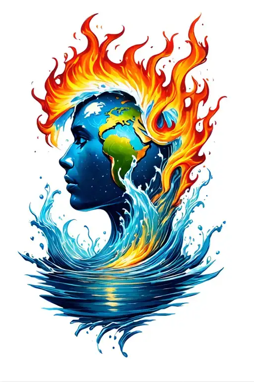 elements, water, earth, fire tattoo design idea