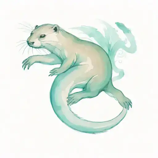 asian river otter playing tattoo design idea