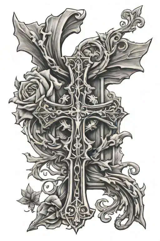 Designing a tattoo that incorporates Isaiah 41:10, a cross, and elements representing Lynn and Eric along with St. Micha tattoo design idea