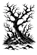 graveyard scene tattoo design idea