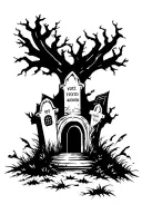 graveyard scene tattoo design idea