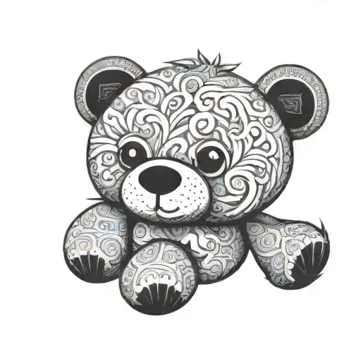 blue teddy bear tattoo design idea