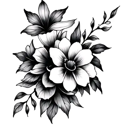 flowers, shadows, free spirit, abstract representation tattoo design idea