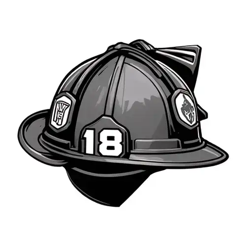 Firefighter Helmet with number 18 tattoo design idea
