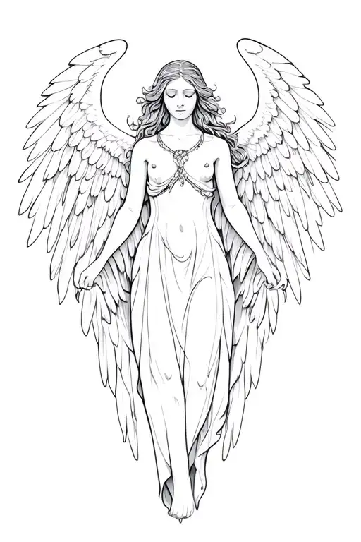 Seraphim realistic angel tattoo design idea