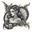 dark Halloween girl tattoo design idea