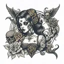 dark Halloween girl tattoo design idea