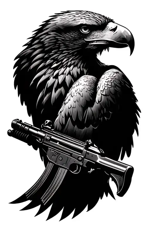 eagle with an ak 47 tattoo design idea