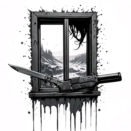 Ellie switchblade penetrating window the last of us tattoo design idea