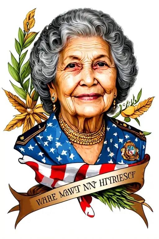 memorial for grandmother who was a Marine tattoo design idea