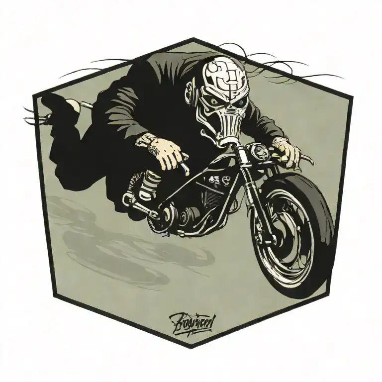 biker, on the road, bad guy   tattoo design idea
