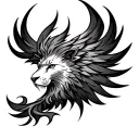 lion head phoenix tattoo design idea