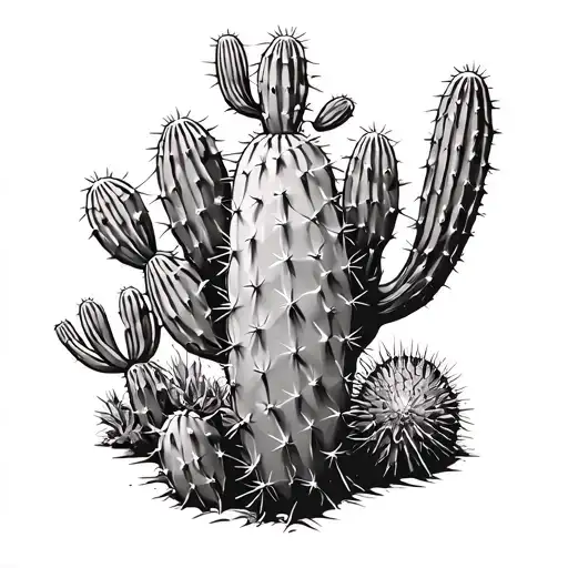 Prickly pear, cactus, prickly pear cactus, saguaro, barrel cactus, fishhook cactus, jumping cholla, hedgehog cactus, bar tattoo design idea