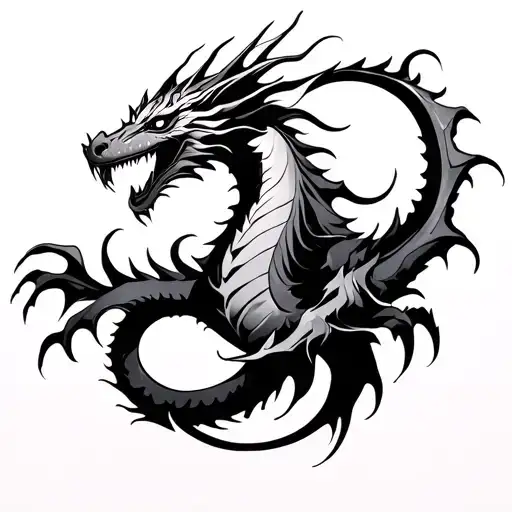 abstract dragon emerging tattoo design idea