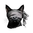 black cat with cloth blindfolded  tattoo design idea