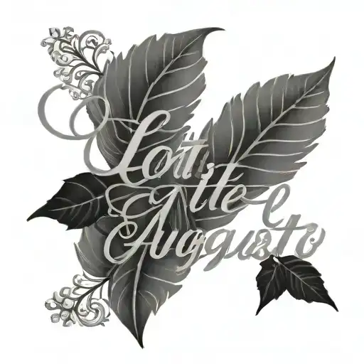 large cursive lettering, spelling the name Lottie, while incorporating the date of August 1, 2024 in roman numerals tattoo design idea