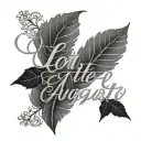 large cursive lettering, spelling the name Lottie, while incorporating the date of August 1, 2024 in roman numerals tattoo design idea