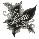 large cursive lettering, spelling the name Lottie, while incorporating the date of August 1, 2024 in roman numerals tattoo design idea