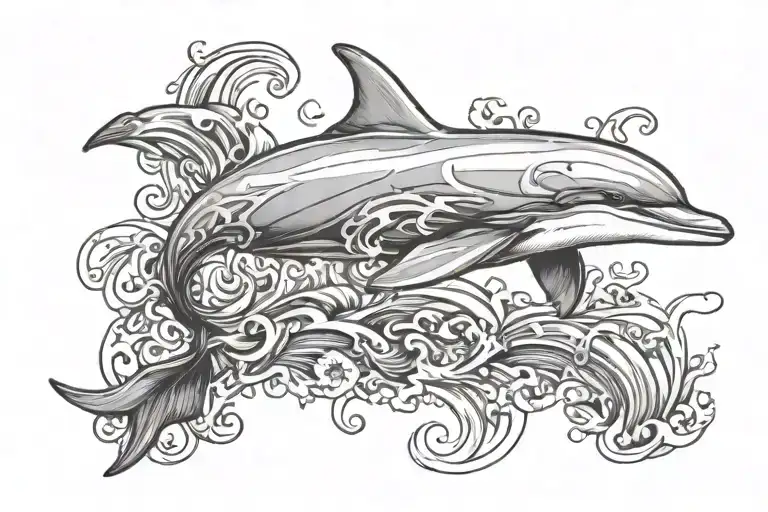 dolphin armband tattoo featuring smoke coming out of its tale tattoo design idea