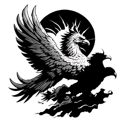 sun phoenix rising paratrooper jumping tattoo design idea