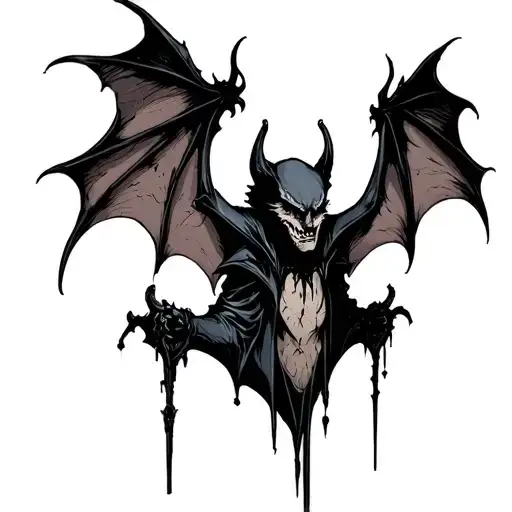 gothic bat with wings and gothic cathedral tattoo design idea