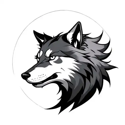Jin Jang Wolf tattoo design idea