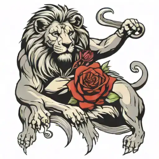 1111 with lion almost in elbow and god praying tattoo design idea