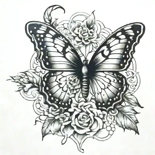 butterfly and fo rgotten dreams catching success tattoo design idea