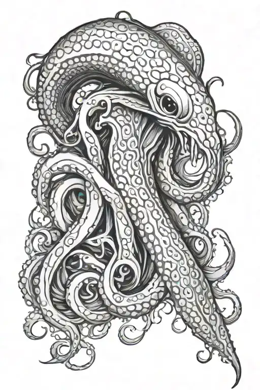 squid wrapping its tentacles tattoo design idea