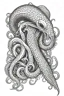 squid wrapping its tentacles tattoo design idea