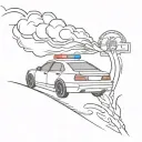 police car on fire tattoo design idea