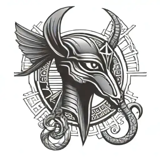 Horus Anubis ankh cross eye of horus tattoo design idea