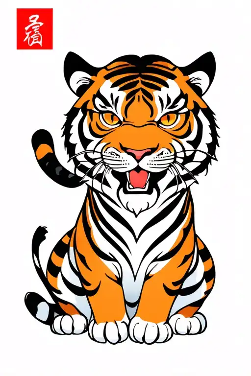 stylized tiger rendered in a Japanese traditional (irezumi) tattoo style. tattoo design idea