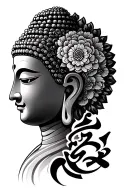 buddha, lao script tattoo design idea
