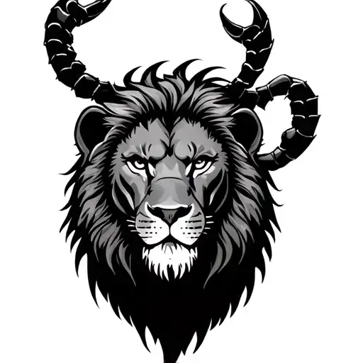 lion with scorpion head tattoo design idea
