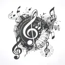 Incorporate musical notes and symbols into a minimalist design symbolizing the cycle of life and afterlife tattoo design idea